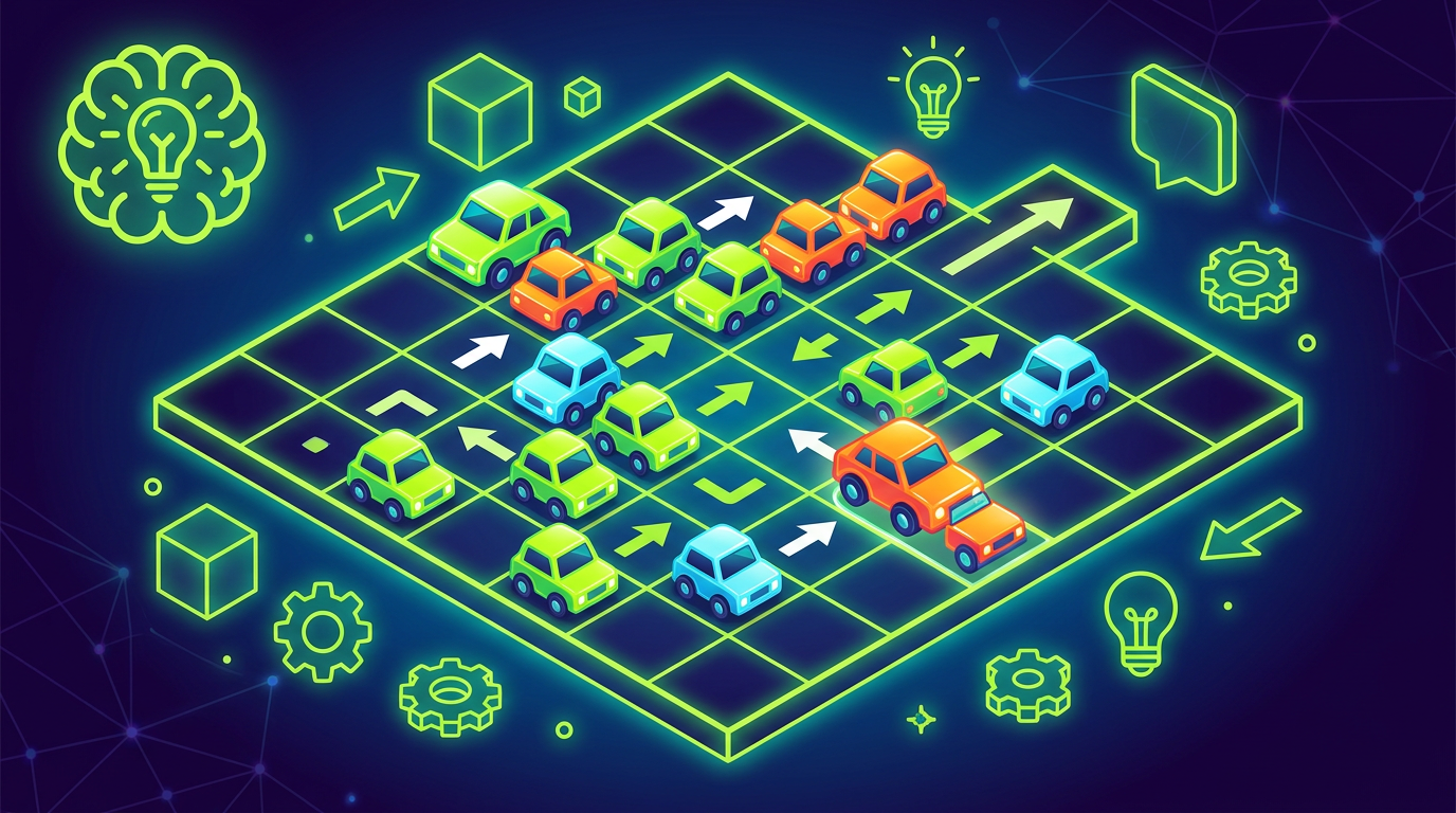 Gridlock Guru — logic strategy puzzle teaser art